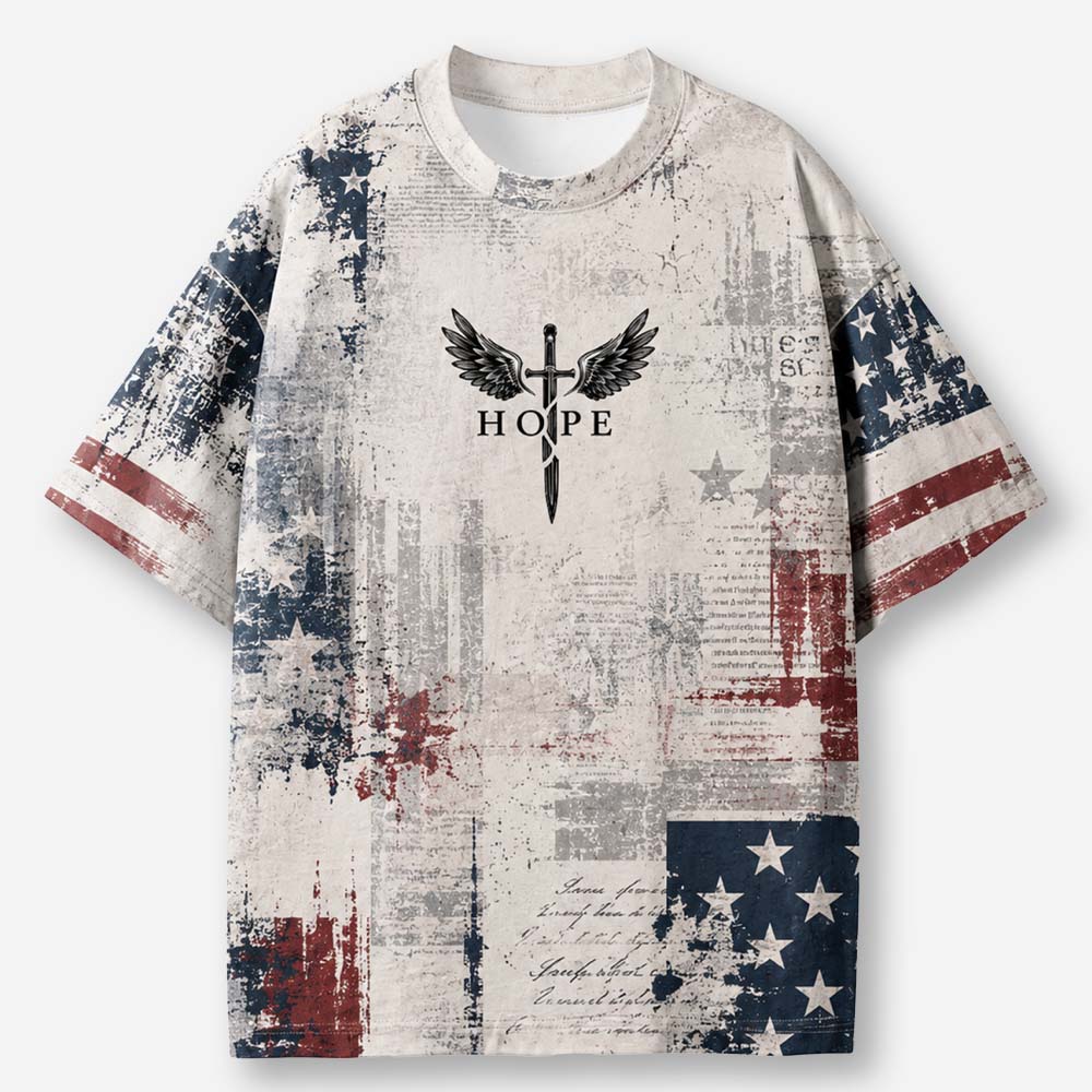 Hope Winged Sword Eco Oversized Graphic Tees · GRS Certified