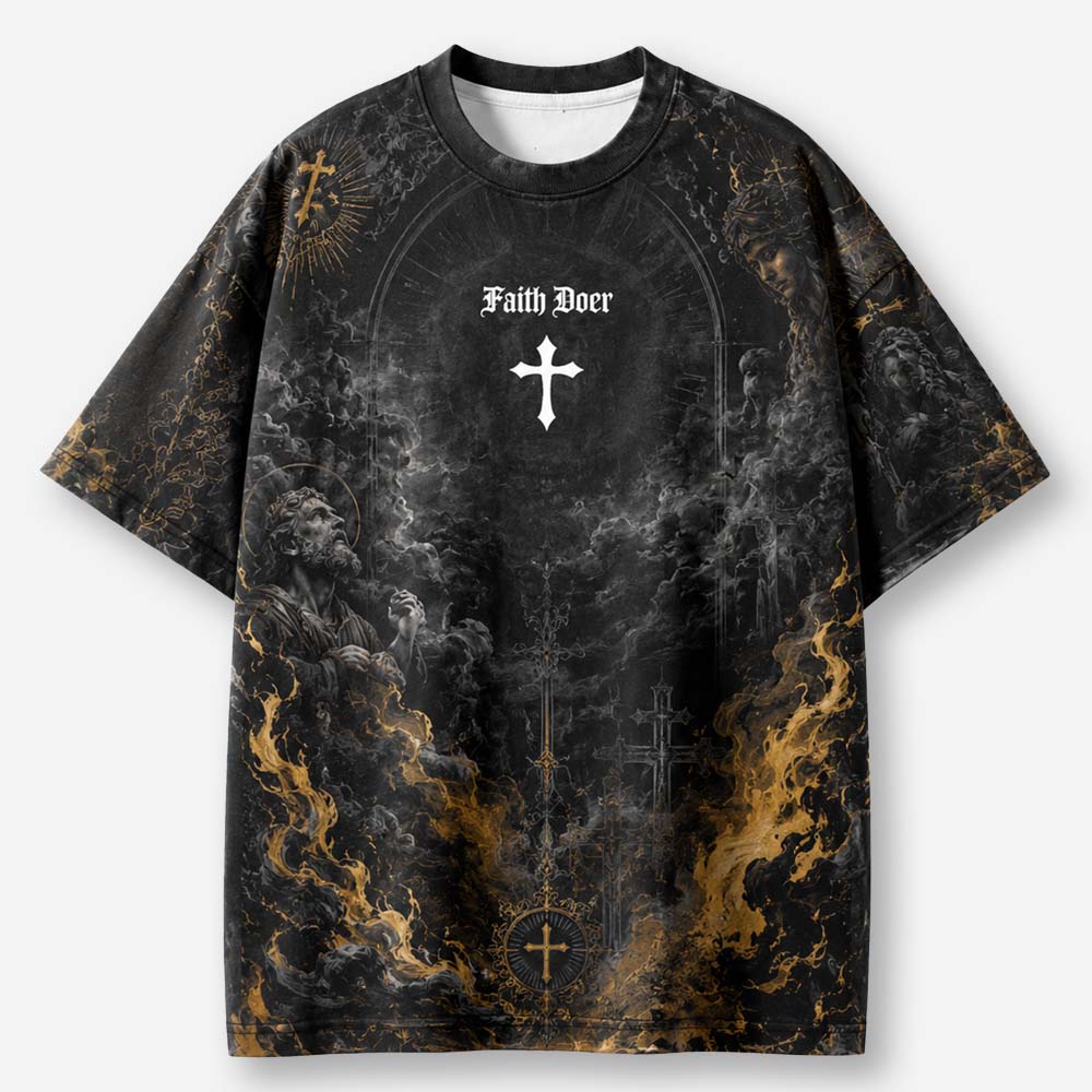 Split Statue Eco Oversized Graphic Tees · GRS Certified