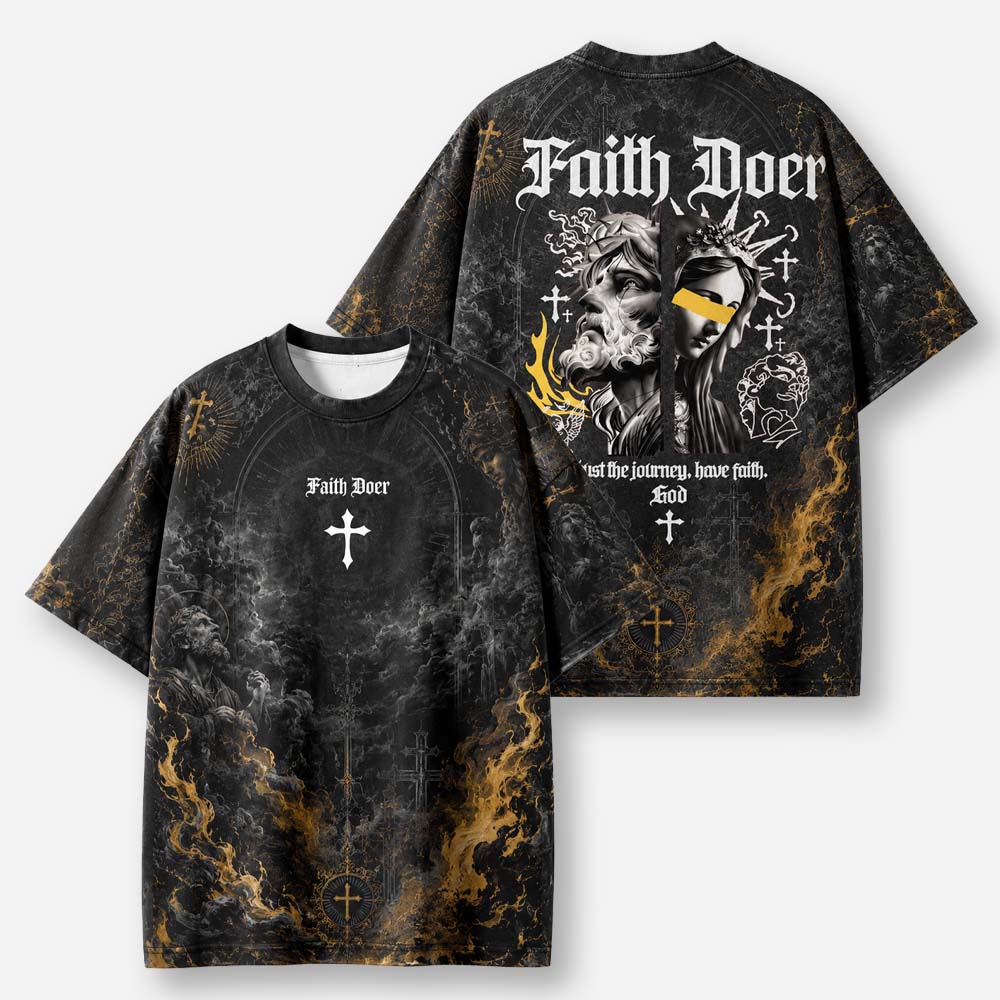Split Statue Eco Oversized Graphic Tees · GRS Certified