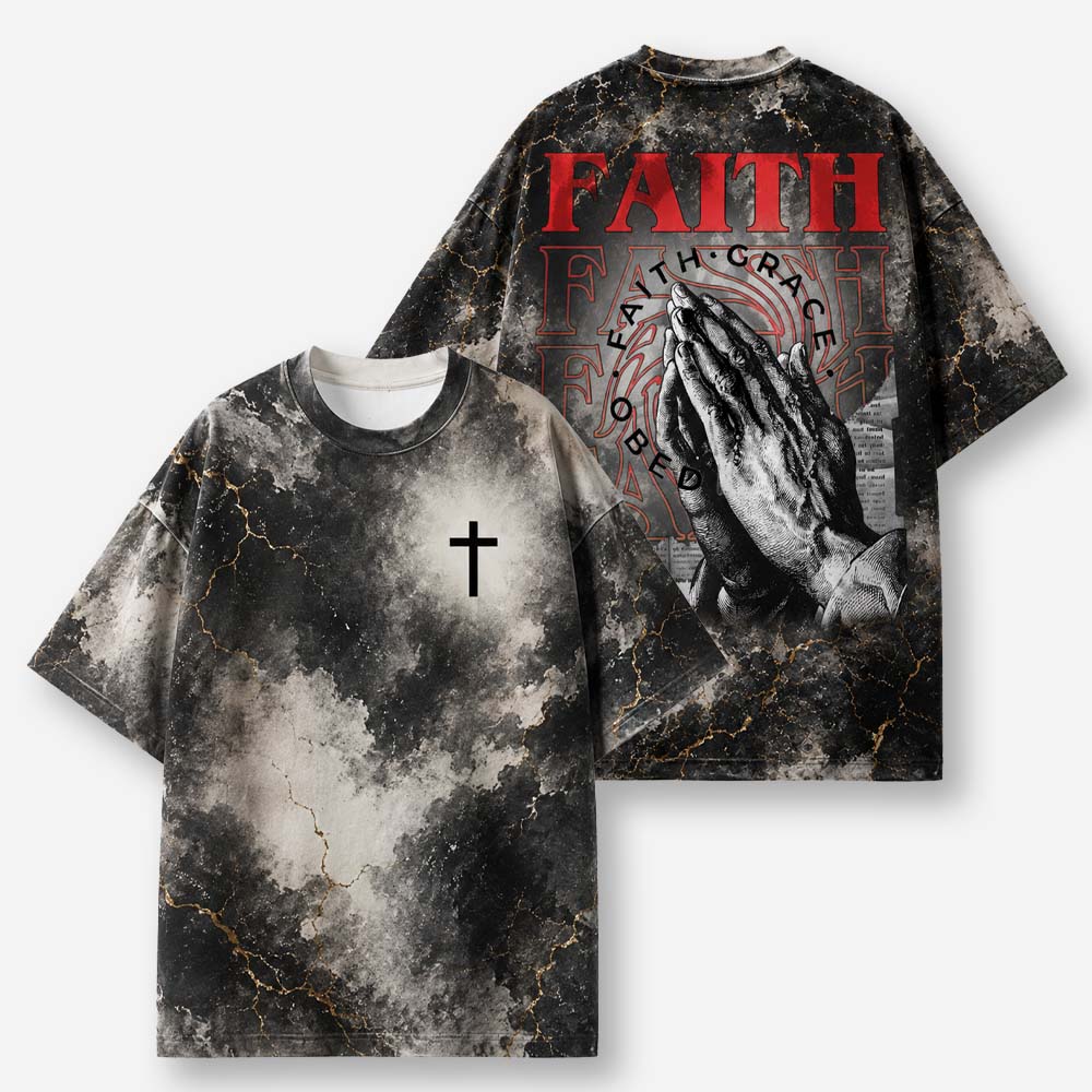 Clasped Hands Eco Oversized Graphic Tees · GRS Certified