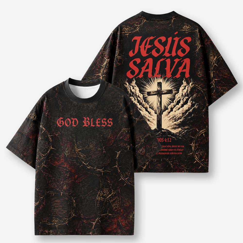 Radiant Cross Eco Oversized Graphic Tees · GRS Certified