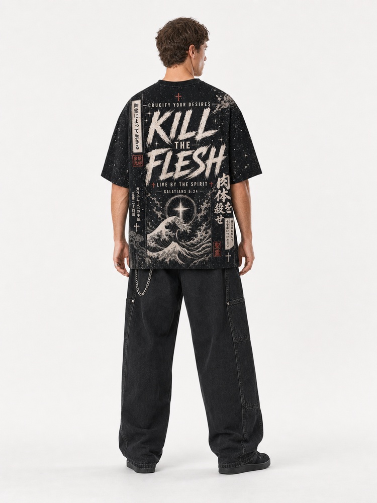 Kill The Flesh Eco Oversized Graphic Tees · GRS Certified