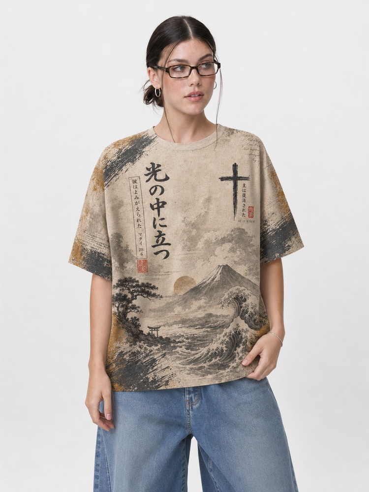 Rising Light Eco Oversized Graphic Tees · GRS Certified