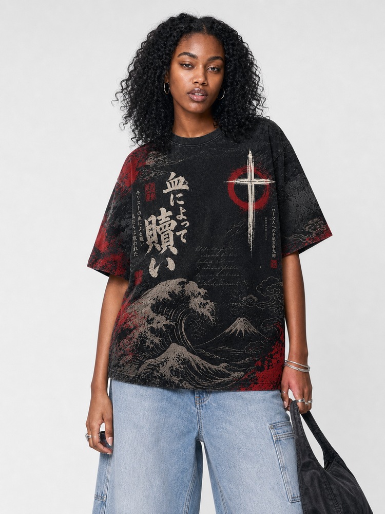 By The Blood Eco Oversized Graphic Tees · GRS Certified