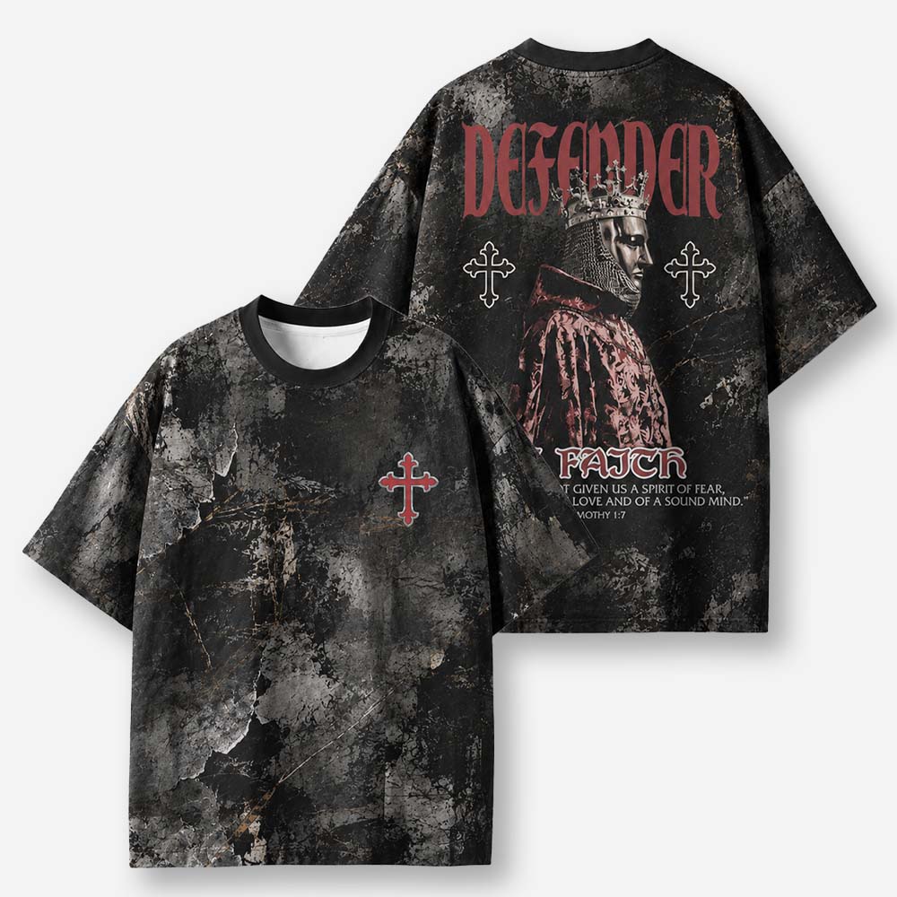 Crowned Defender Eco Oversized Graphic Tees · GRS Certified