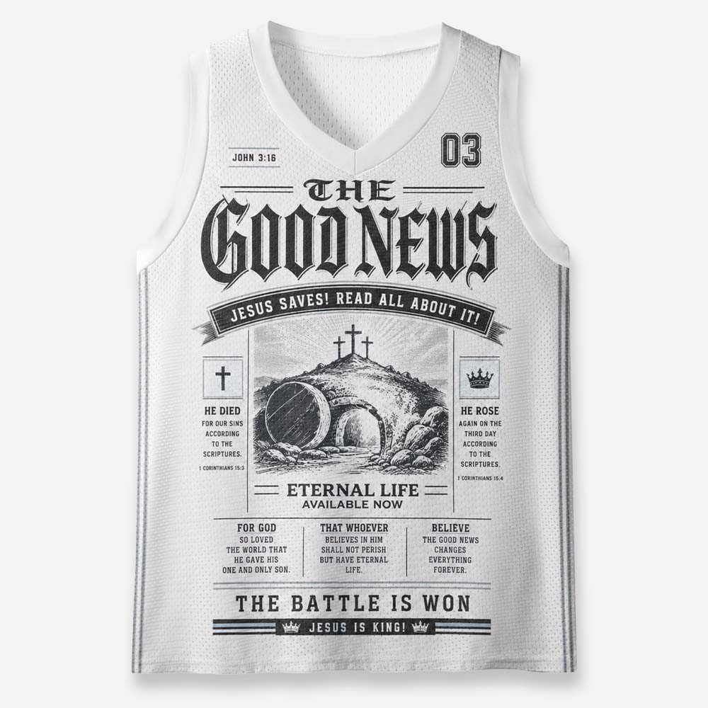 The Good News Graphic Mesh Jersey Tank Top
