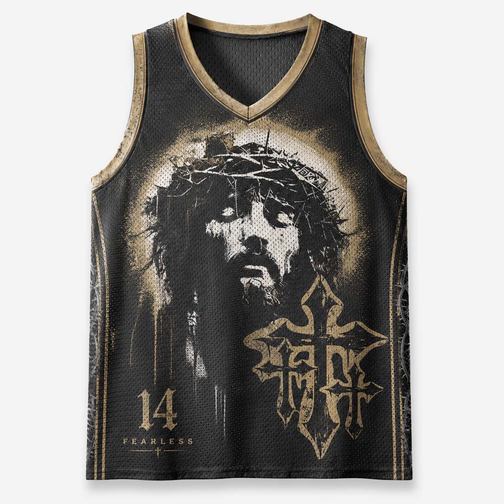 Gothic Crest Graphic Mesh Jersey Tank Top