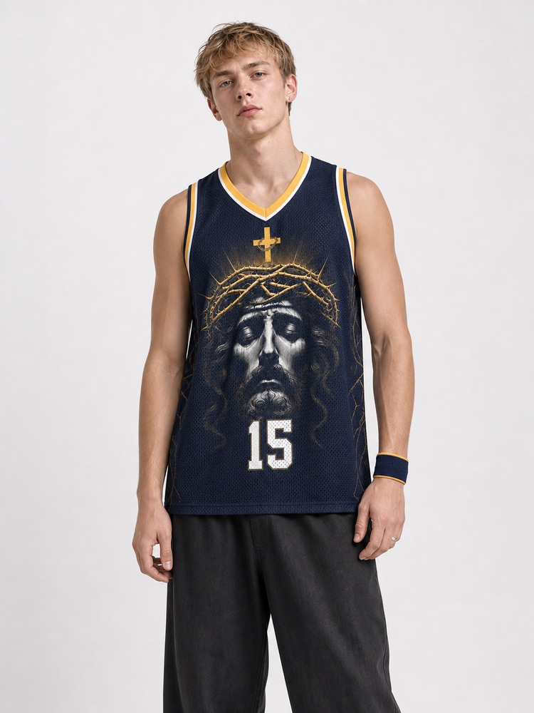 Thorn Crown Graphic Mesh Jersey Tank Top