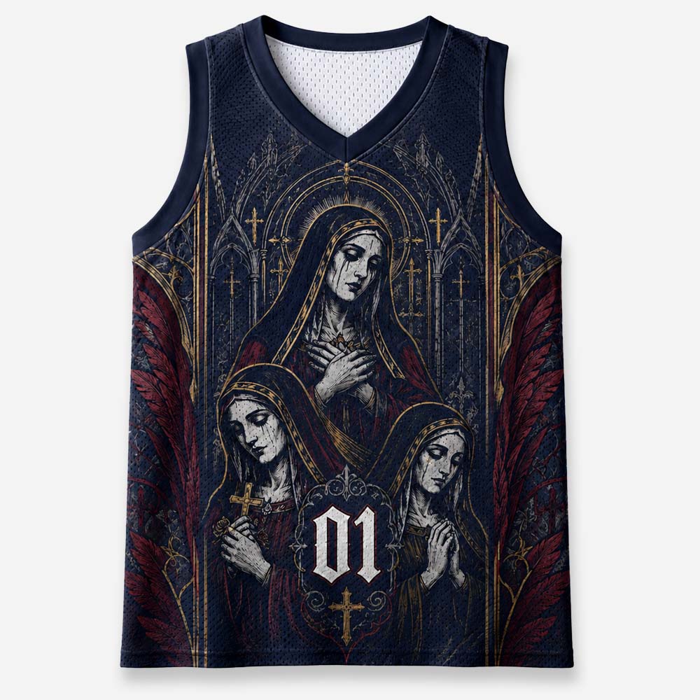 Gothic Veil Graphic Mesh Jersey Tank Top