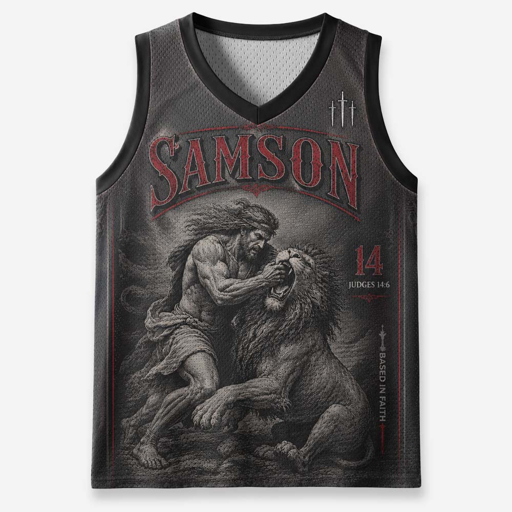 Lion Wrestler Graphic Mesh Jersey Tank Top
