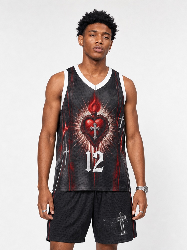 Radiant Heart Graphic Mesh Jersey Tank Top