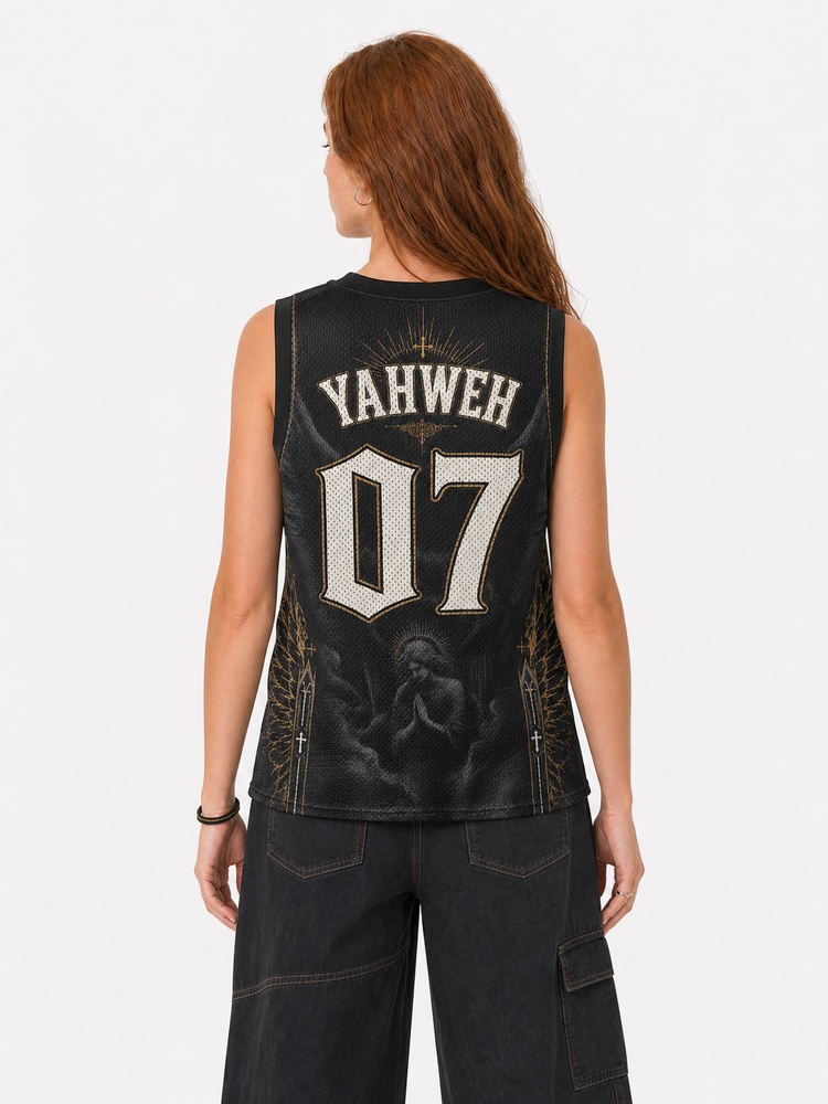 Angel Graphic Mesh Jersey Tank Top