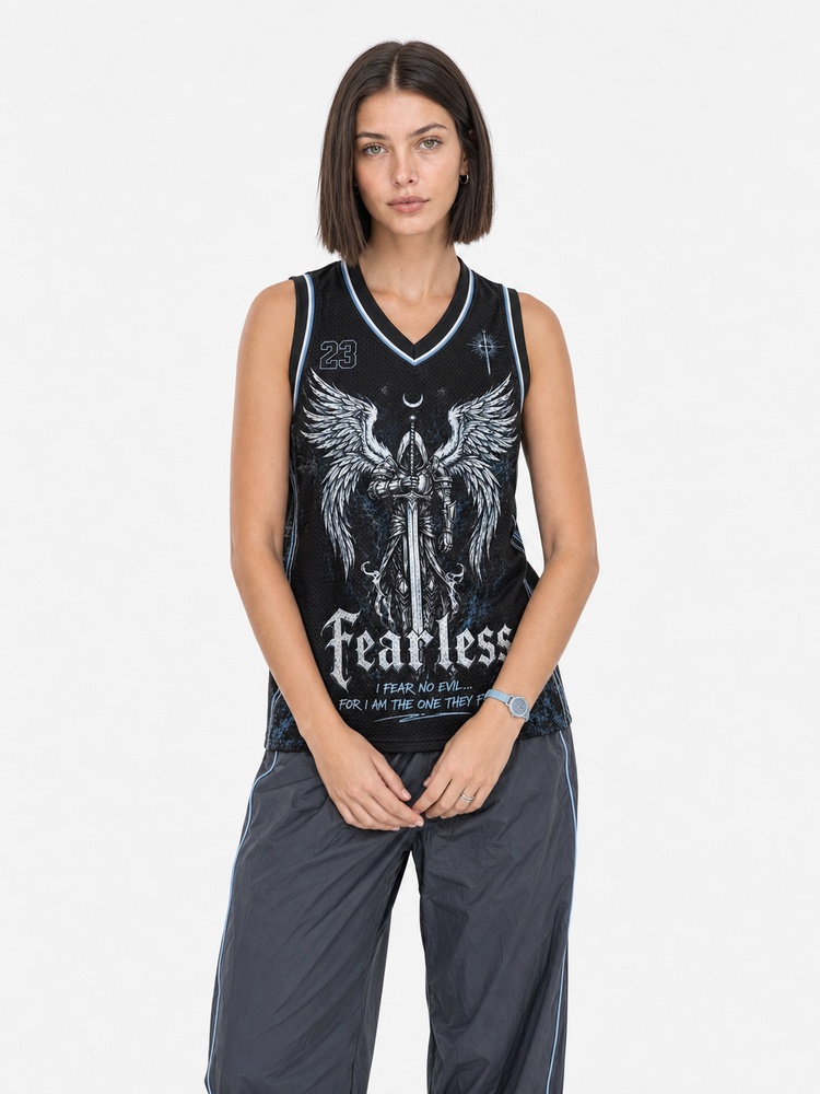 Fearless Sword Graphic Mesh Jersey Tank Top