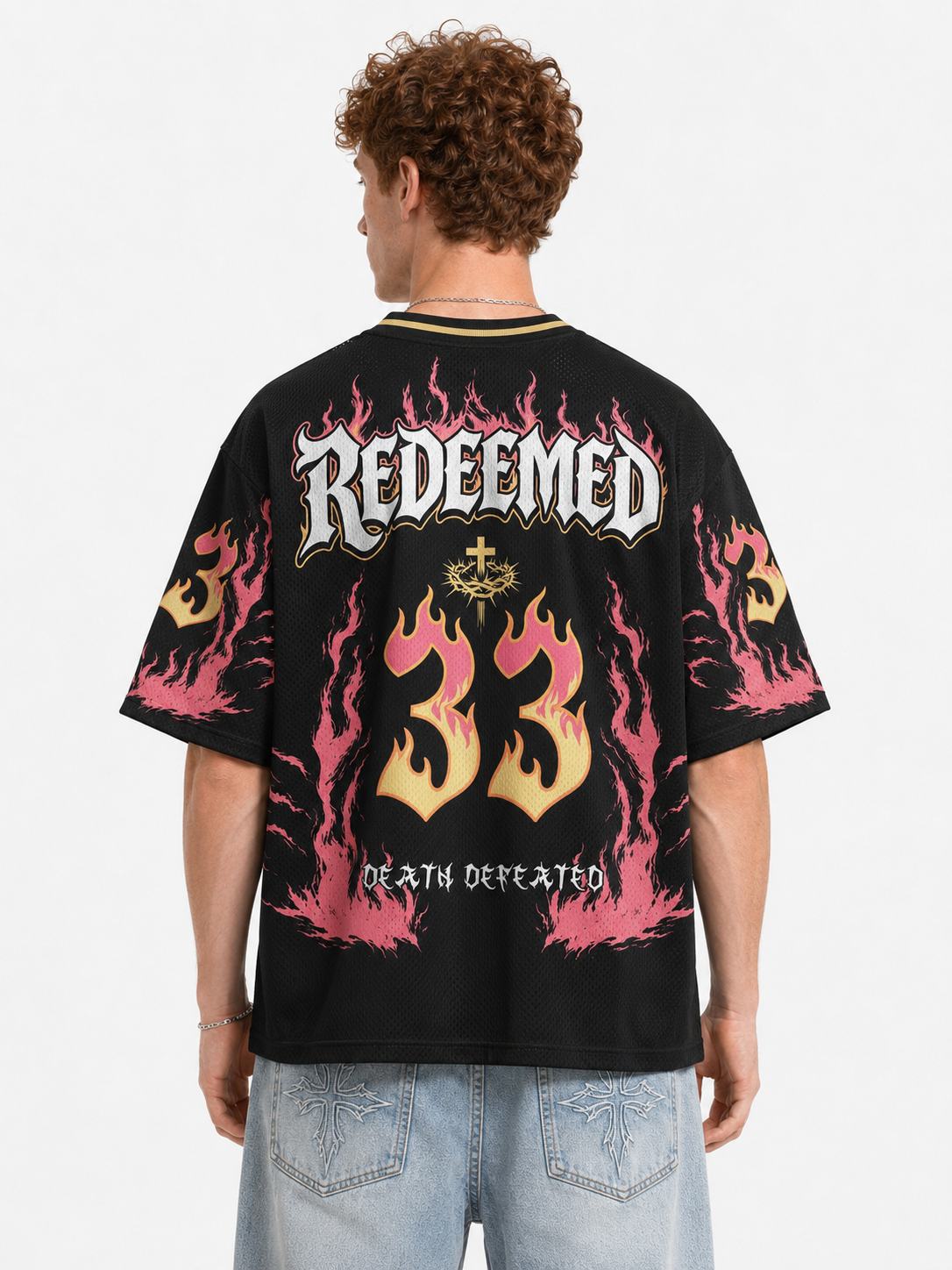 Flame Heart Graphic Mesh Jersey
