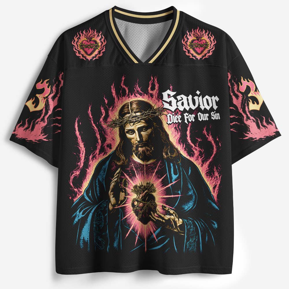 Flame Heart Graphic Mesh Jersey