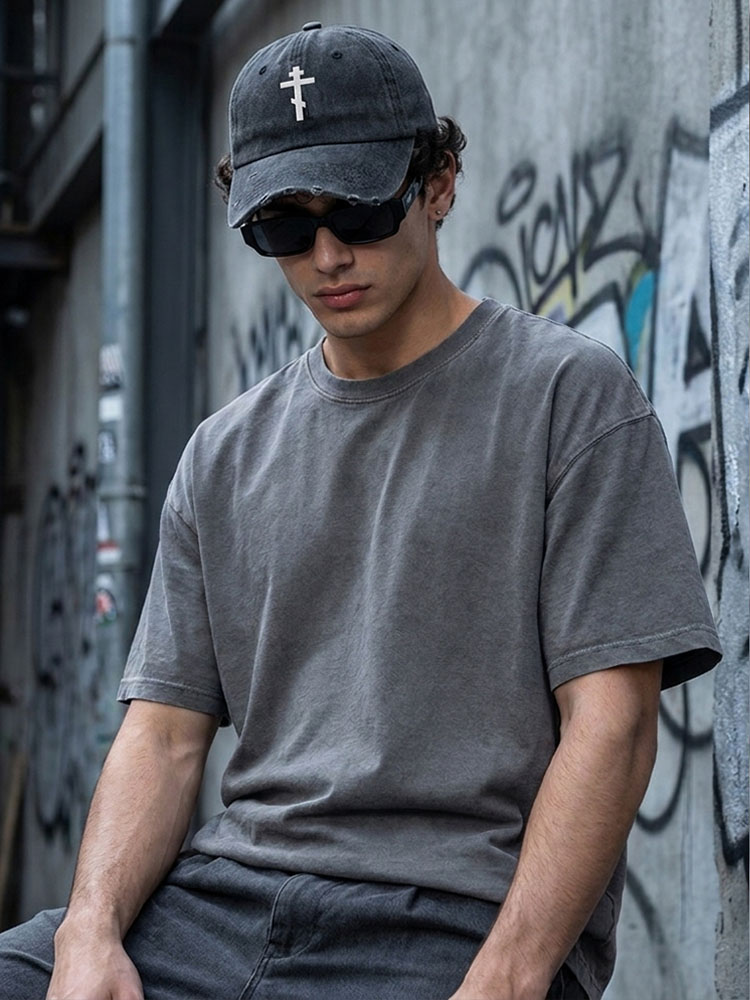 Steel Emblem Vintage Washed Distressed Cap