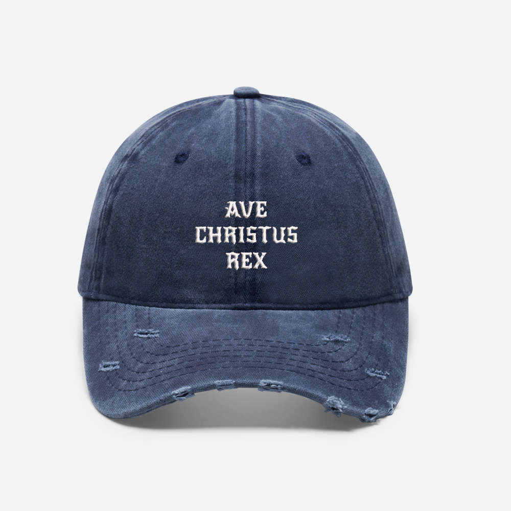 Gothic Script Vintage Washed Distressed Cap