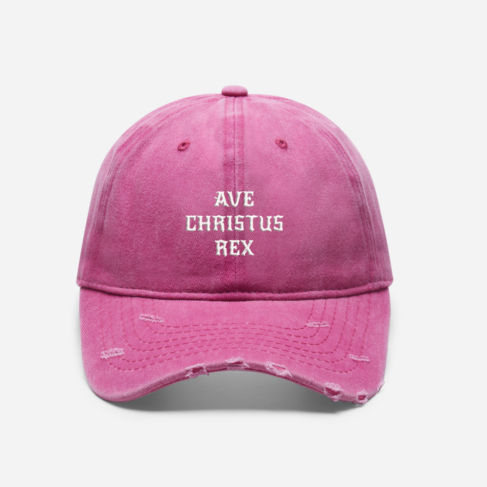 Gothic Script Vintage Washed Distressed Cap