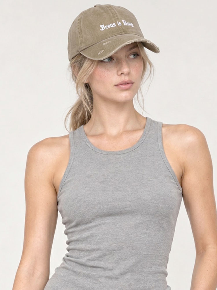 Gothic Script Vintage Washed Distressed Cap