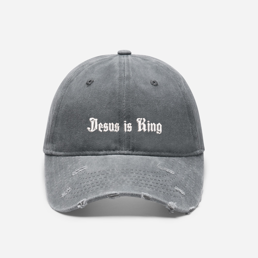 Gothic Script Vintage Washed Distressed Cap