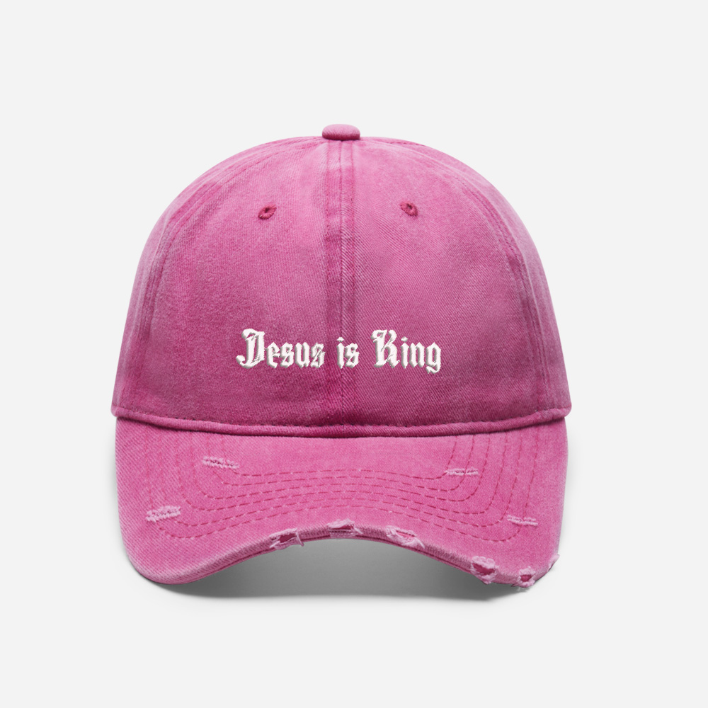 Gothic Script Vintage Washed Distressed Cap