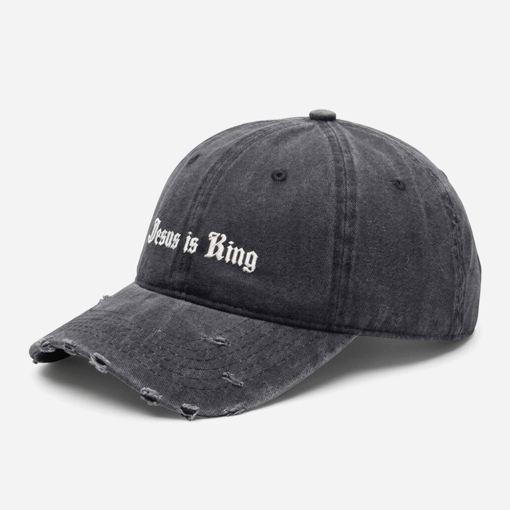 Gothic Script Vintage Washed Distressed Cap