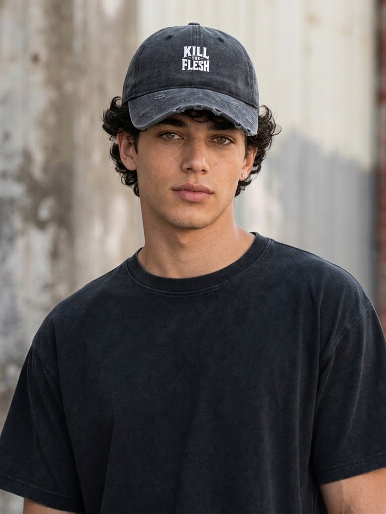 Obsidian Gothic Vintage Washed Distressed Cap