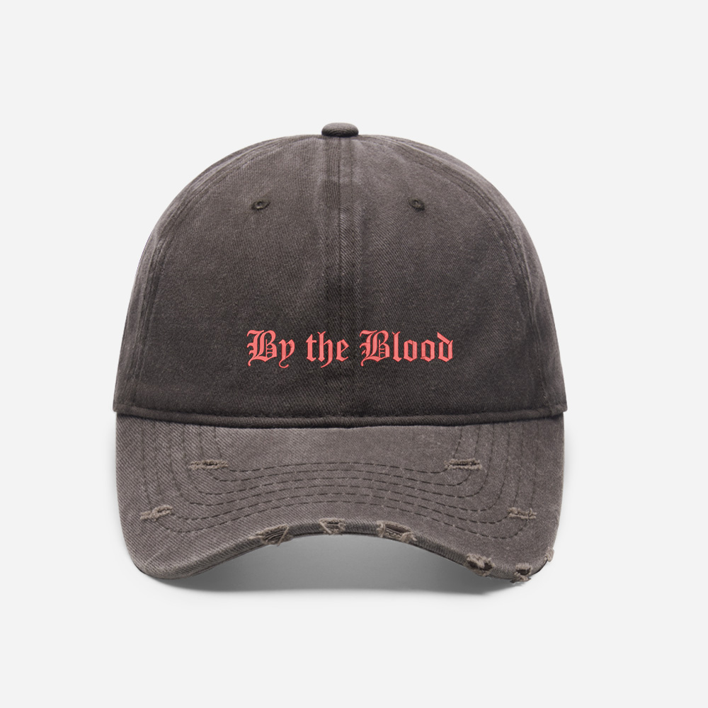 Red Gothic Script Vintage Washed Distressed Cap