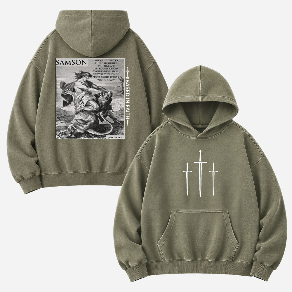 Lion Wrestler Vintage Washed Hoodie