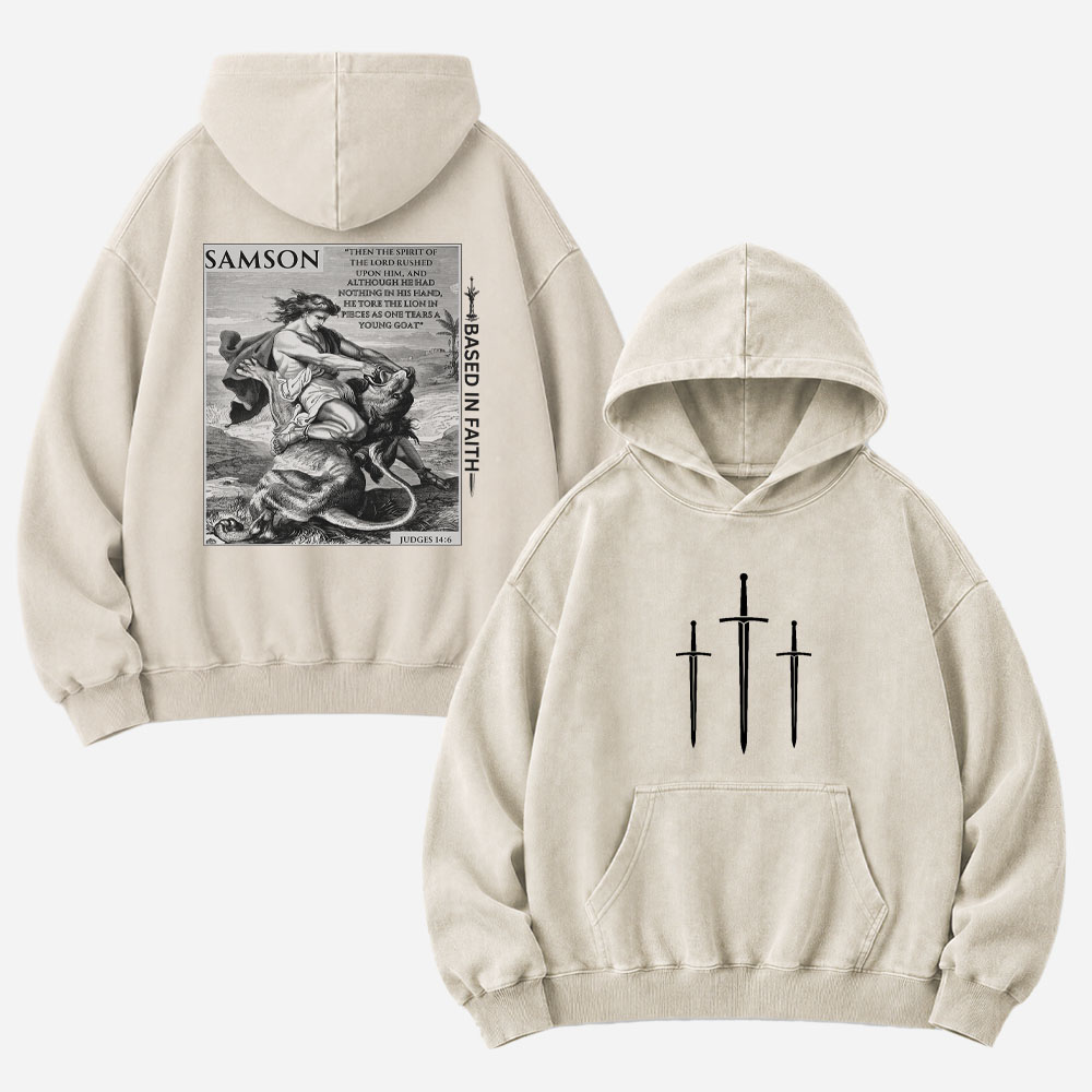 Lion Wrestler Vintage Washed Hoodie