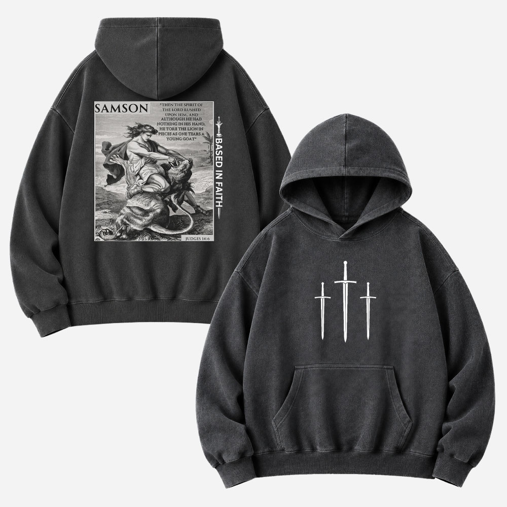 Lion Wrestler Vintage Washed Hoodie