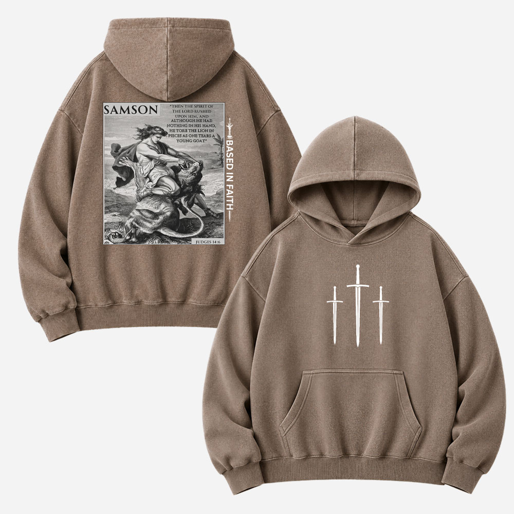 Lion Wrestler Vintage Washed Hoodie