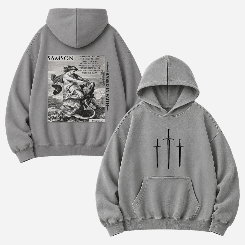 Lion Wrestler Vintage Washed Hoodie