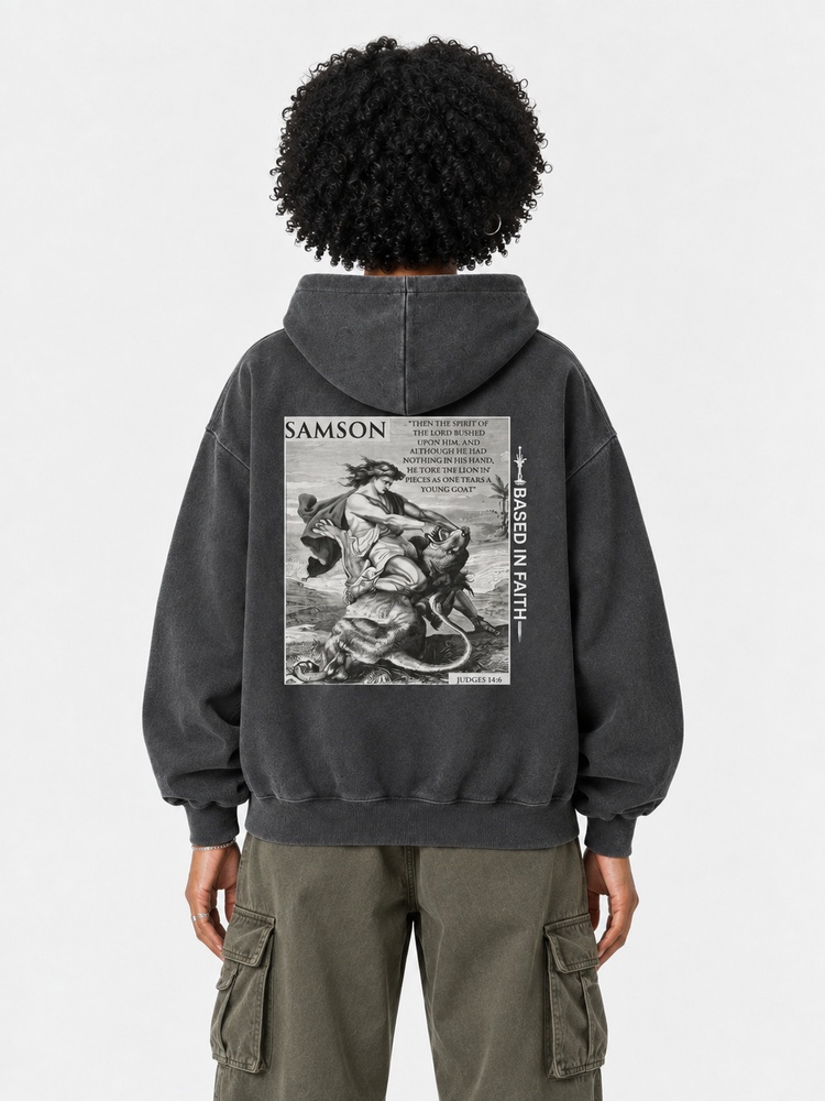 Lion Wrestler Vintage Washed Hoodie