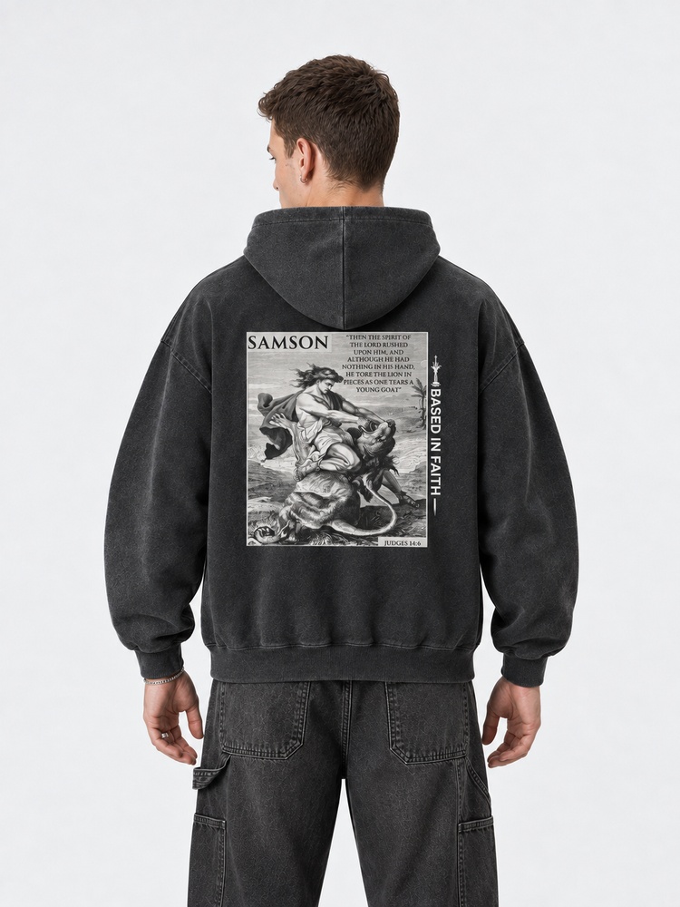Lion Wrestler Vintage Washed Hoodie