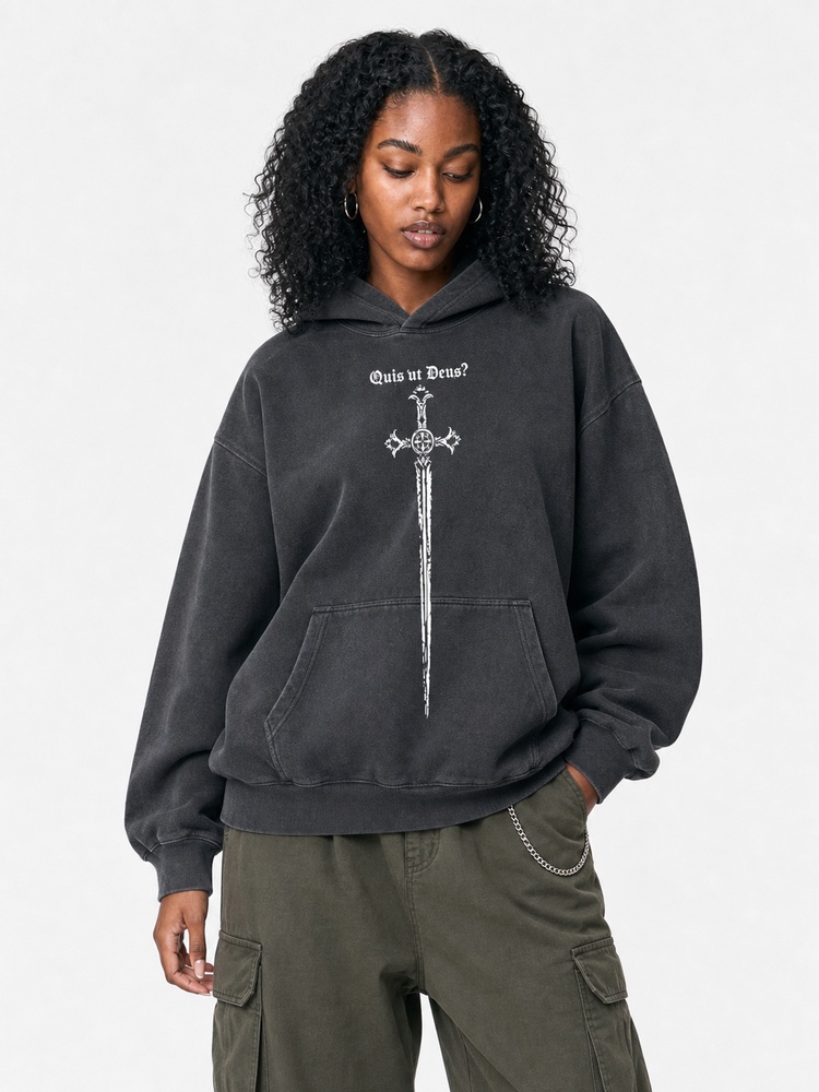Angel Graphic Vintage Washed Hoodie