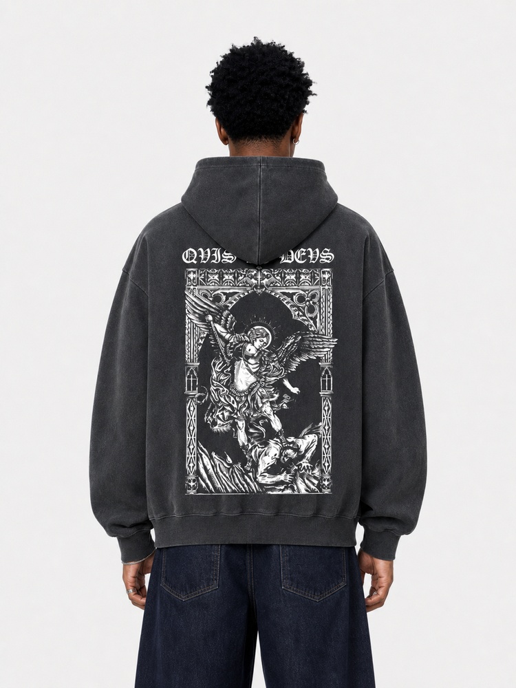 Angel Graphic Vintage Washed Hoodie