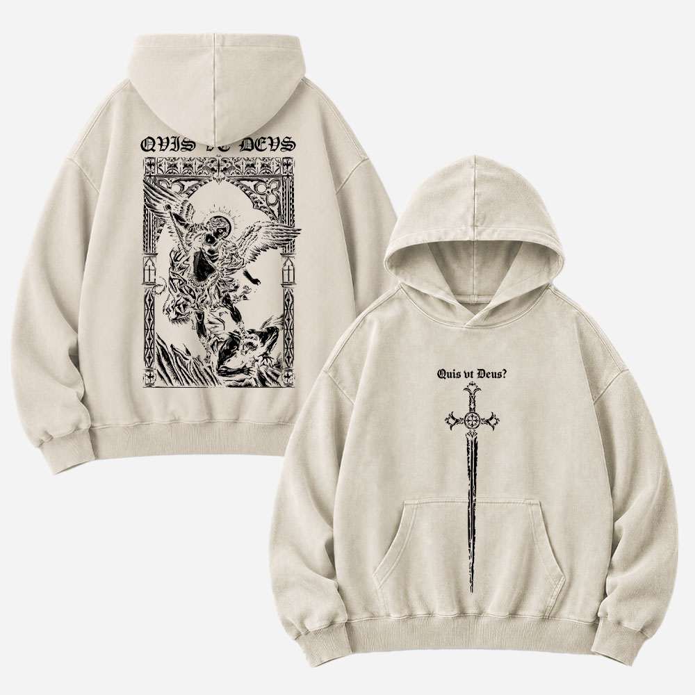 Angel Graphic Vintage Washed Hoodie