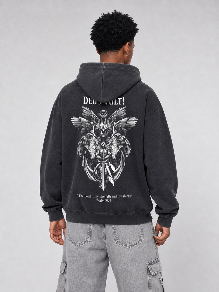 Eye Wing Sword Vintage Washed Hoodie