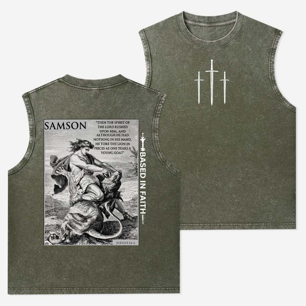 Lion Wrestler Vintage Washed Tank Top
