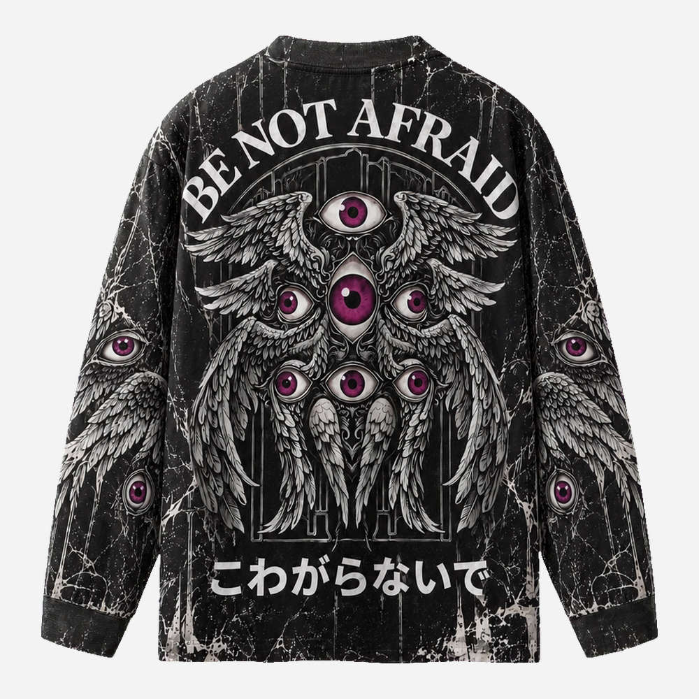 Fearless Eye Wings Eco Oversized Long-Sleeve Graphic Tees · GRS Certified
