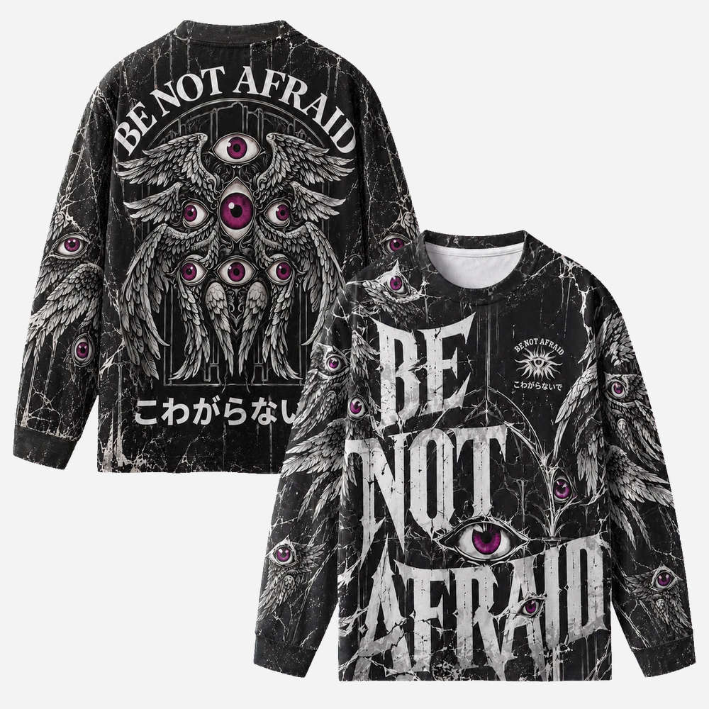 Fearless Eye Wings Eco Oversized Long-Sleeve Graphic Tees · GRS Certified