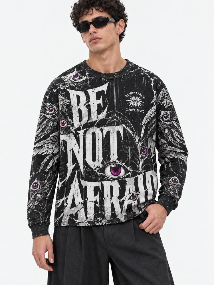 Fearless Eye Wings Eco Oversized Long-Sleeve Graphic Tees · GRS Certified
