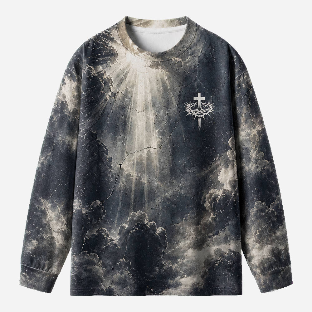 Let Light Shine Out Of Darkness Eco Oversized Long-Sleeve Graphic Tees · GRS Certified