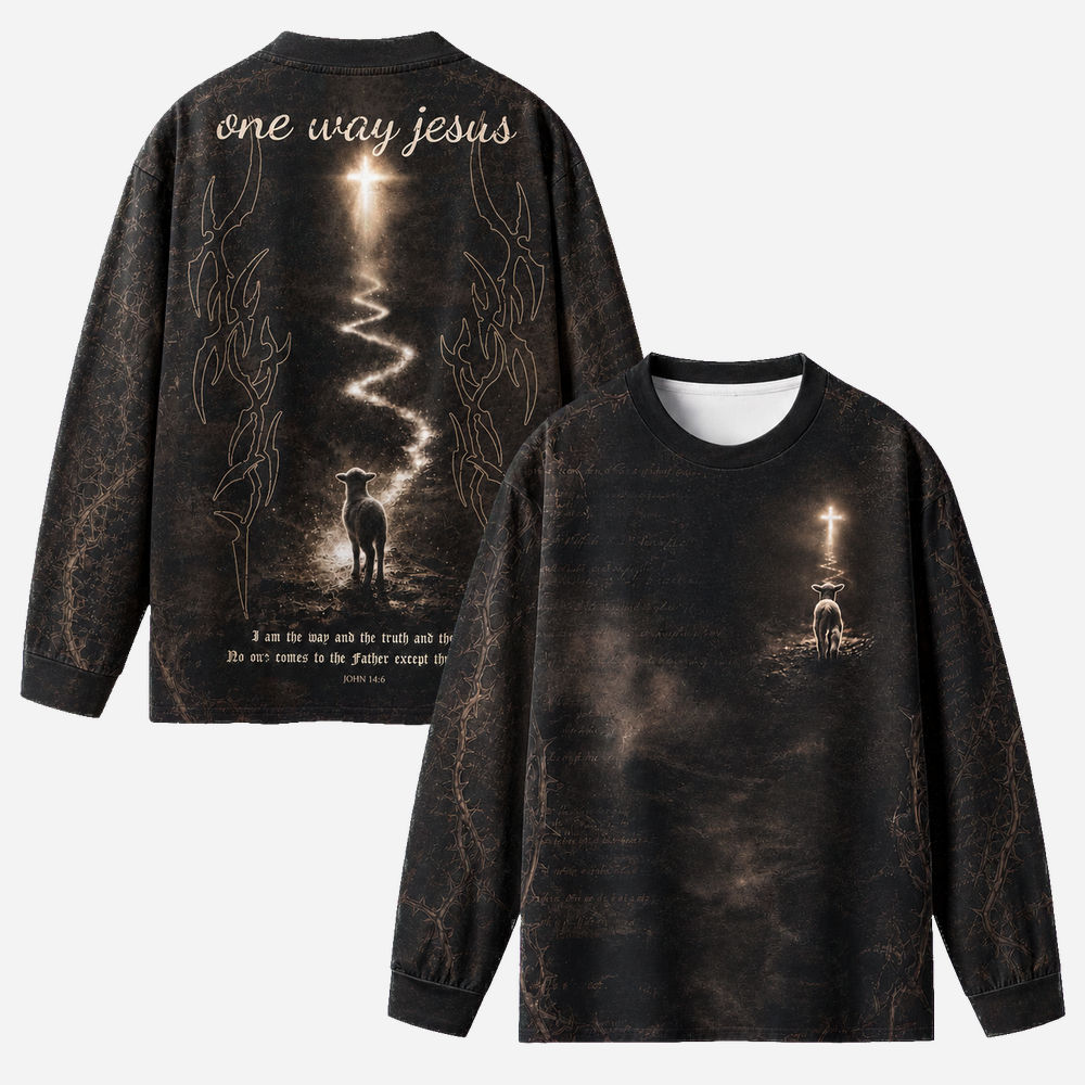 Light Path Eco Oversized Long-Sleeve Graphic Tees · GRS Certified