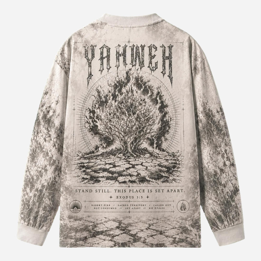 Wilderness Flame Eco Oversized Long-Sleeve Graphic Tees · GRS Certified