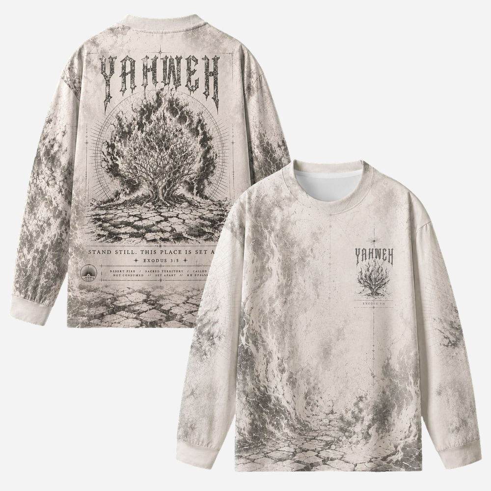 Wilderness Flame Eco Oversized Long-Sleeve Graphic Tees · GRS Certified