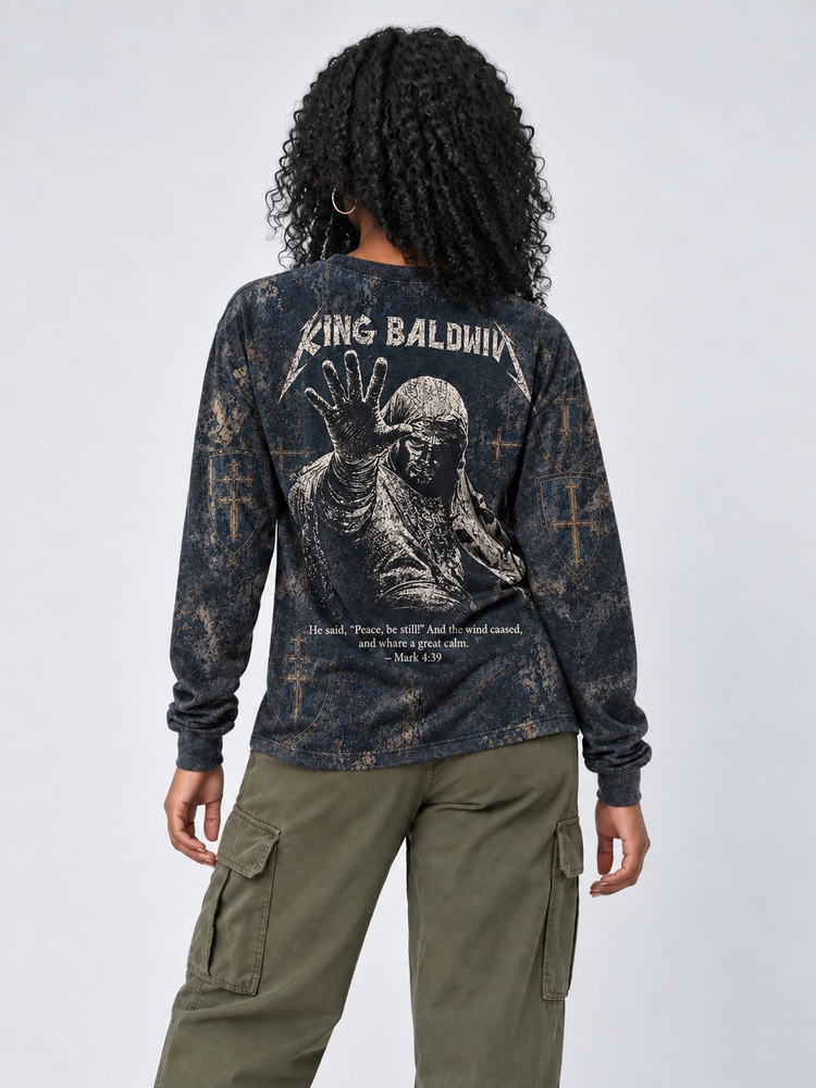 Masked King Eco Oversized Long-Sleeve Graphic Tees · GRS Certified