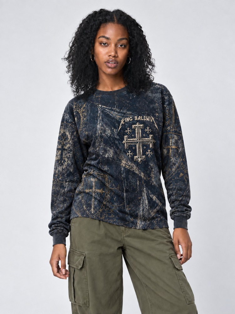Masked King Eco Oversized Long-Sleeve Graphic Tees · GRS Certified