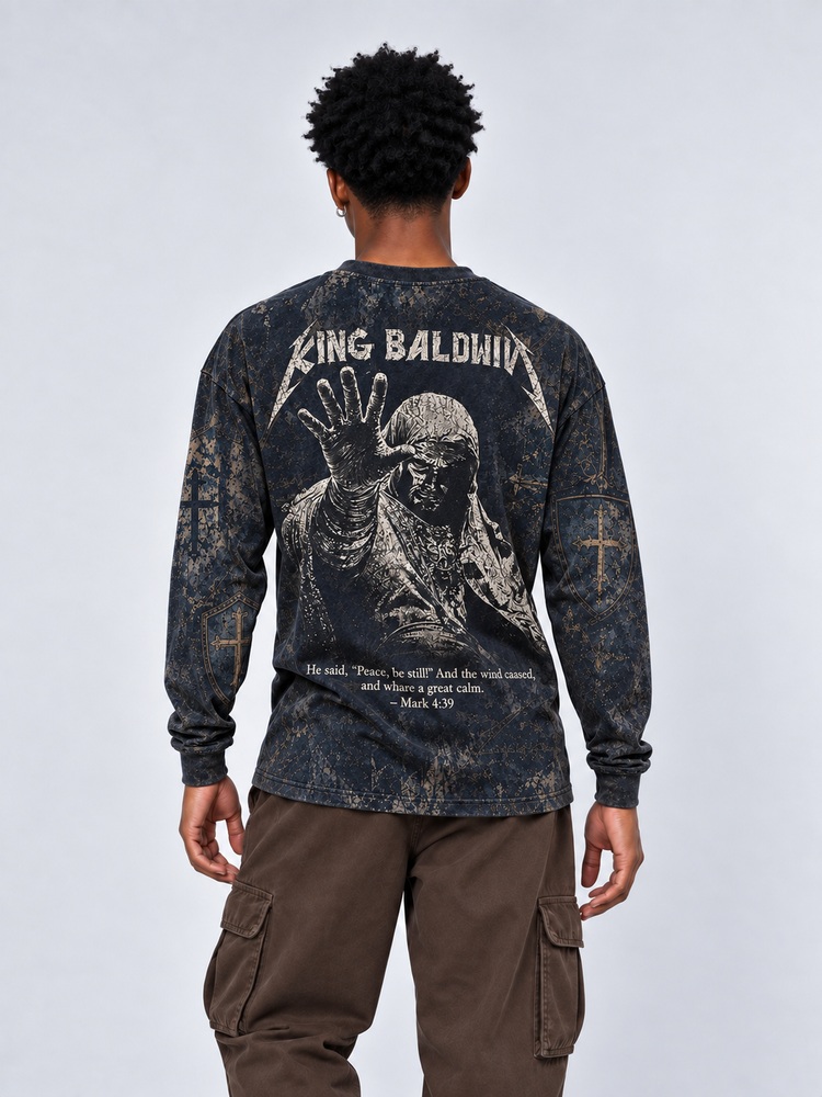 Masked King Eco Oversized Long-Sleeve Graphic Tees · GRS Certified